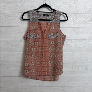 Sanctuary Women’s Orange Geometrical Sleeveless Blouse. Size M